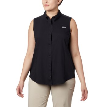 Columbia PFG Tamiami Sleeveless Plus Size, Camisa Negros Para Mujer | 961280-SZU